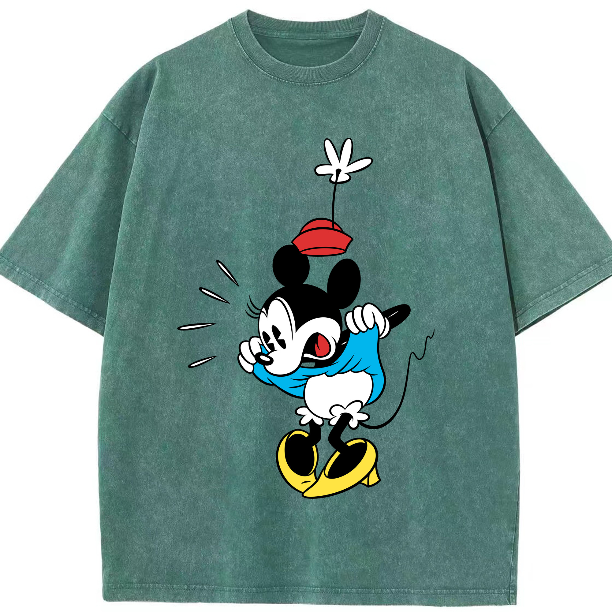 （画像用） ミッキーマウス Mickey Mouse 綿100% ヴィンテージ風 半袖Tシャツ（フロントプリント）